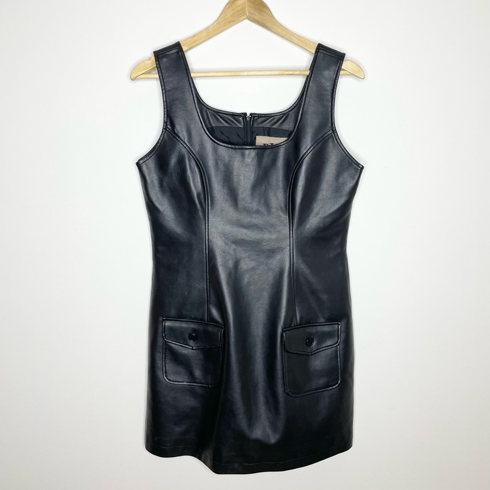 Vintage Easy Wear faux leather jumper dress M
